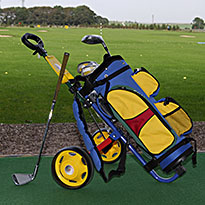 Junior bags trolleys and clubs suitable from age four years and upwards